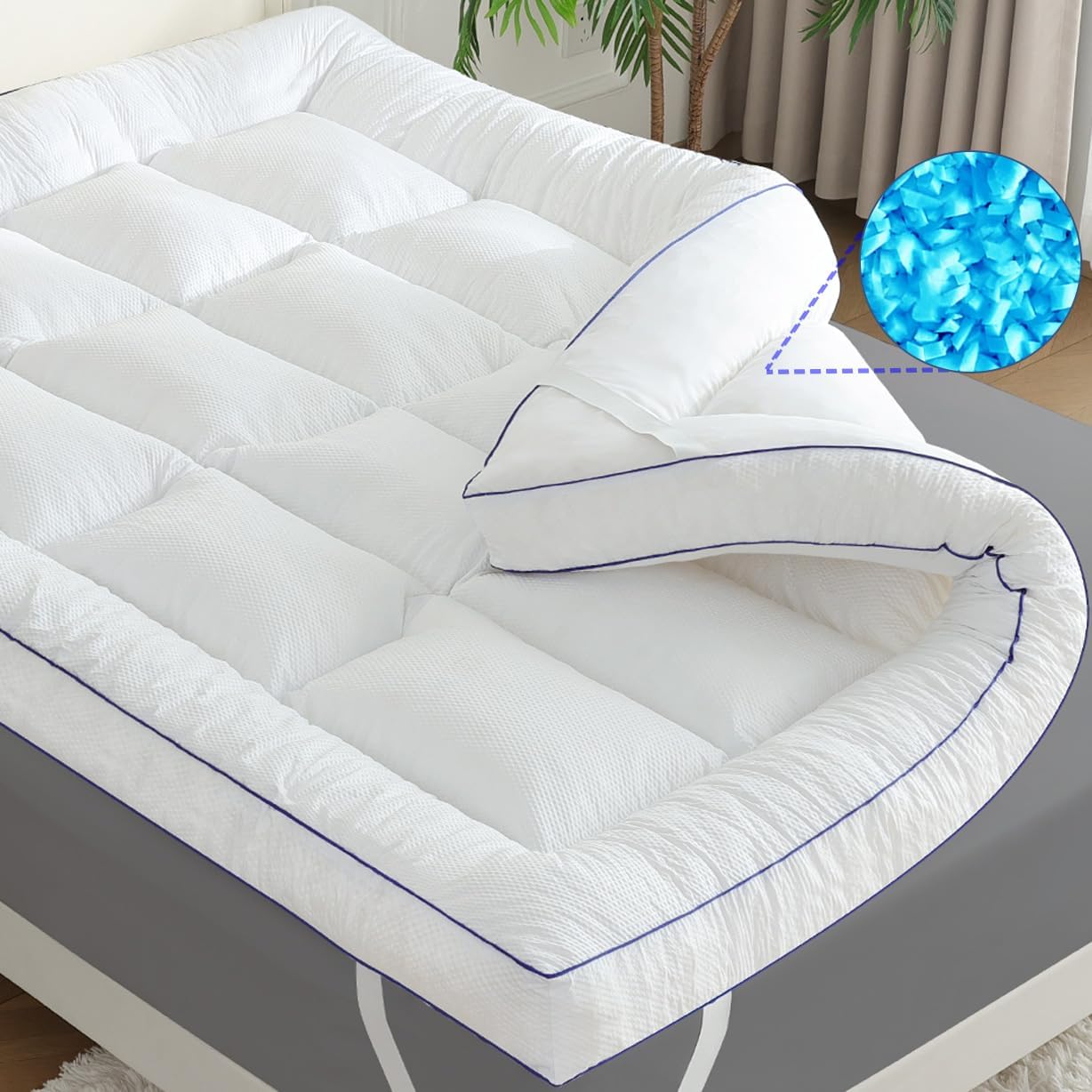 King Size Mattress Topper with Shredded Memory Foam Filling