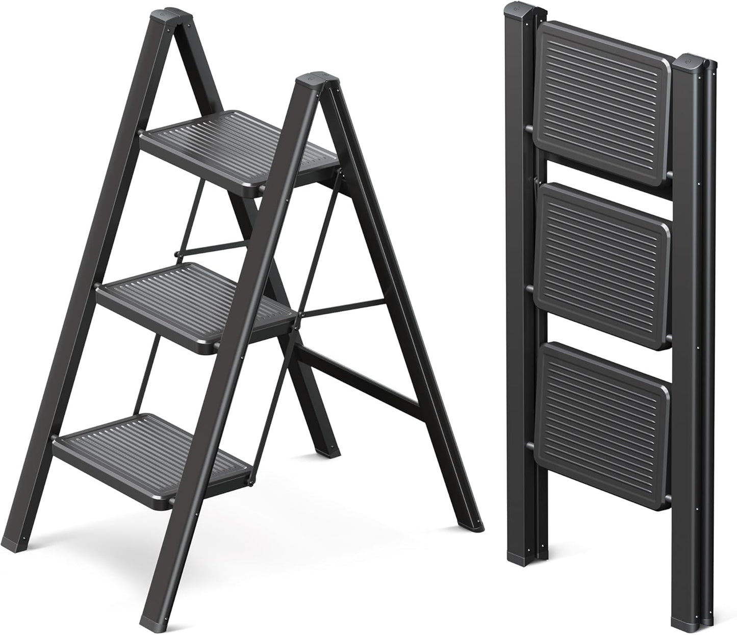 GameGem 3 Step Ladder with Wide Anti-Slip Pedal for Safety