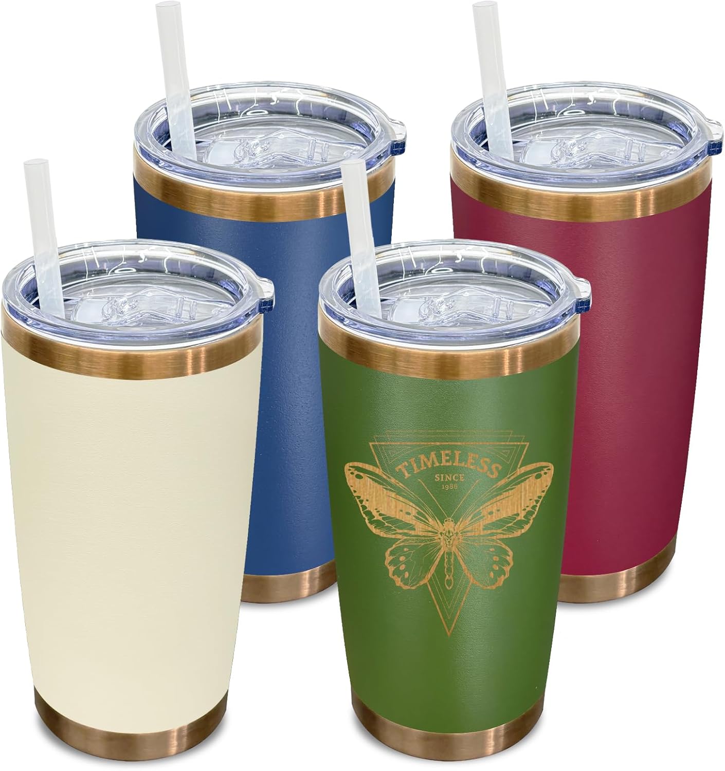 20 oz Stainless Steel Tumbler Bulk 4 Pack for Hot and Cold Drinks