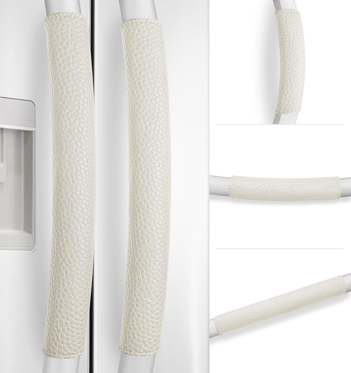 Set of 5 Adjustable Fridge Handle Covers, Keep Clean, Non-Slip - Ivory