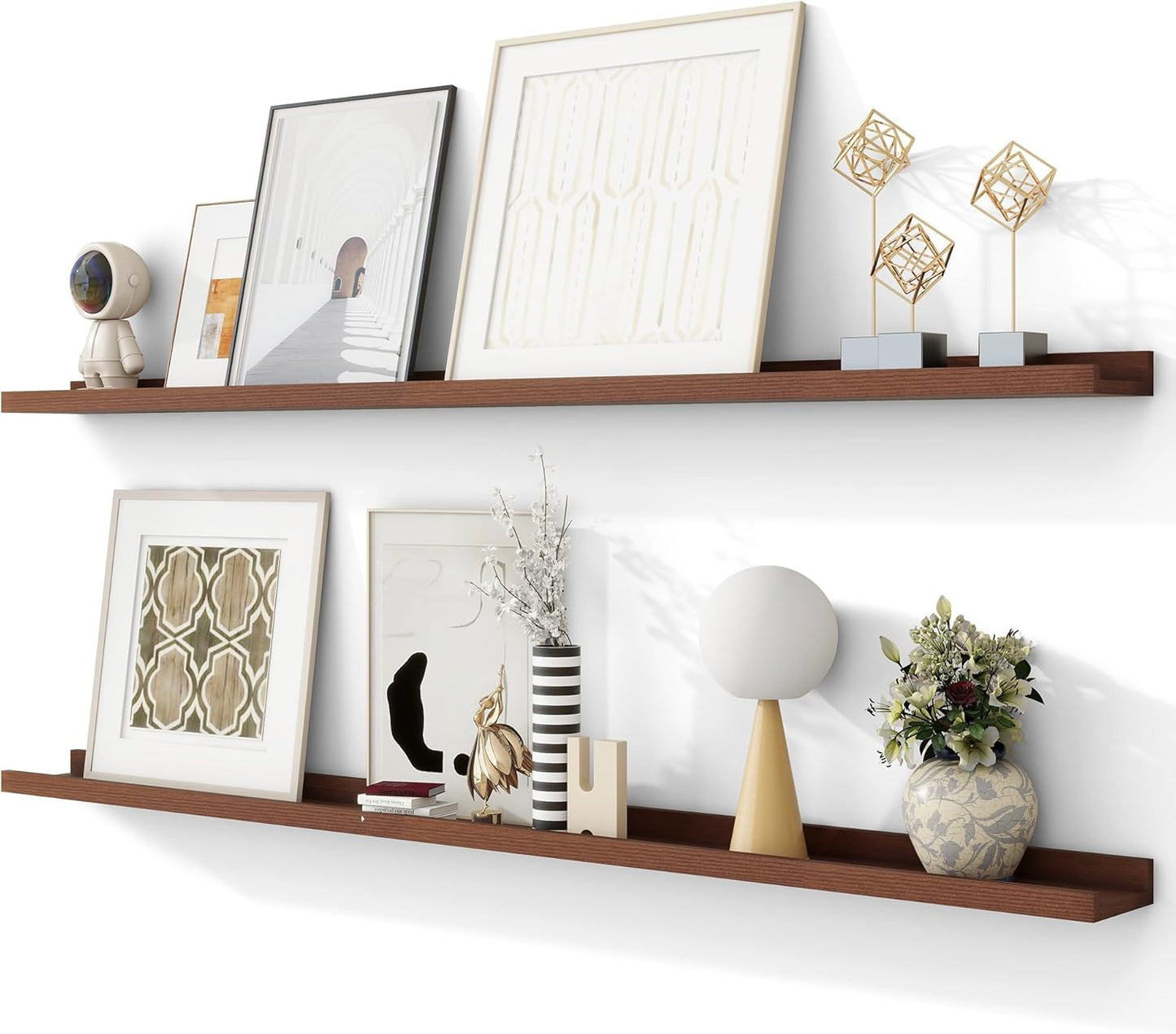 Solid Ash Wood Picture Ledge Shelf Set of 2 for Home Decor