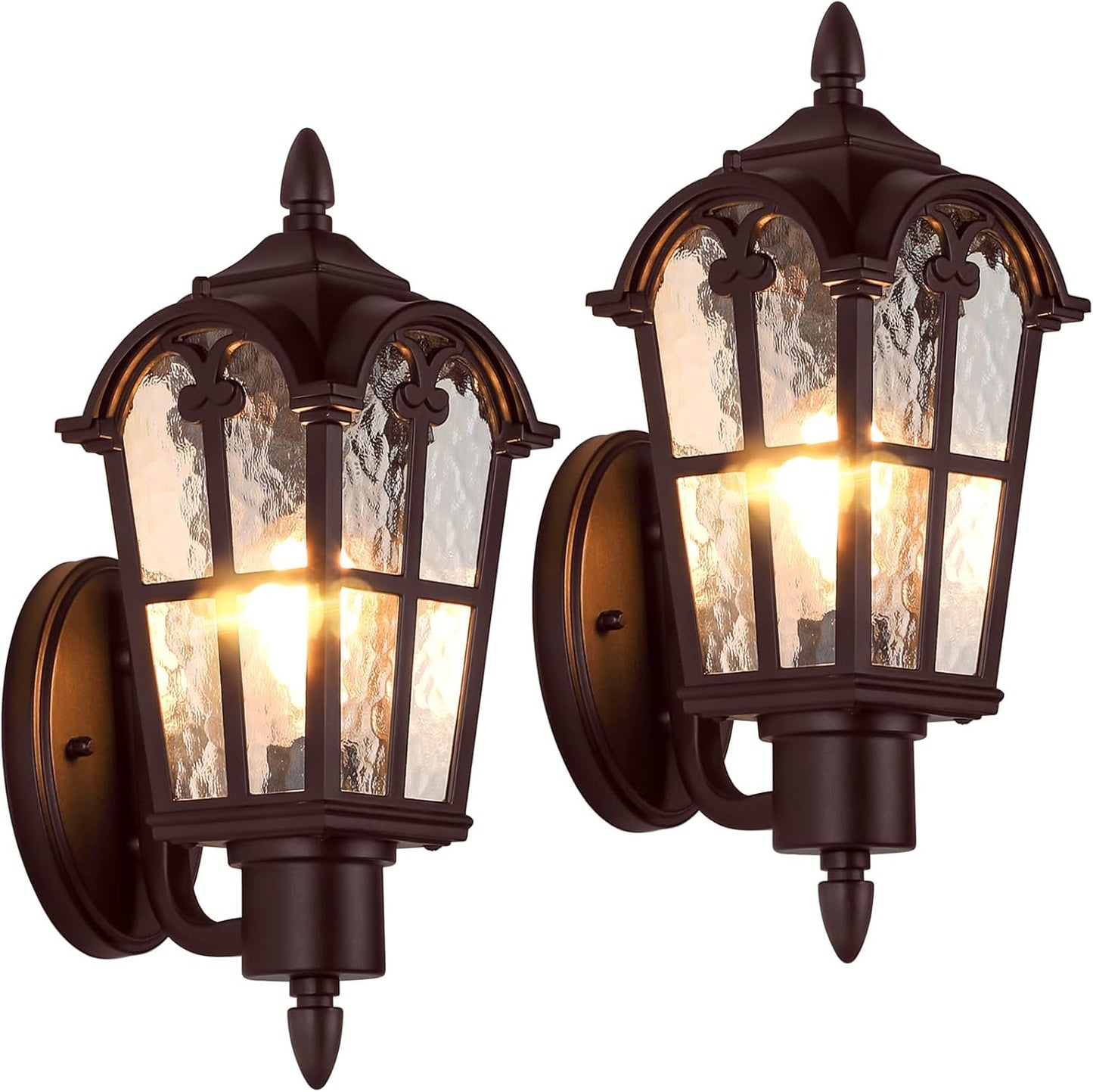 Outdoor Wall Light Fixtures with Vintage Water Ripple Glass