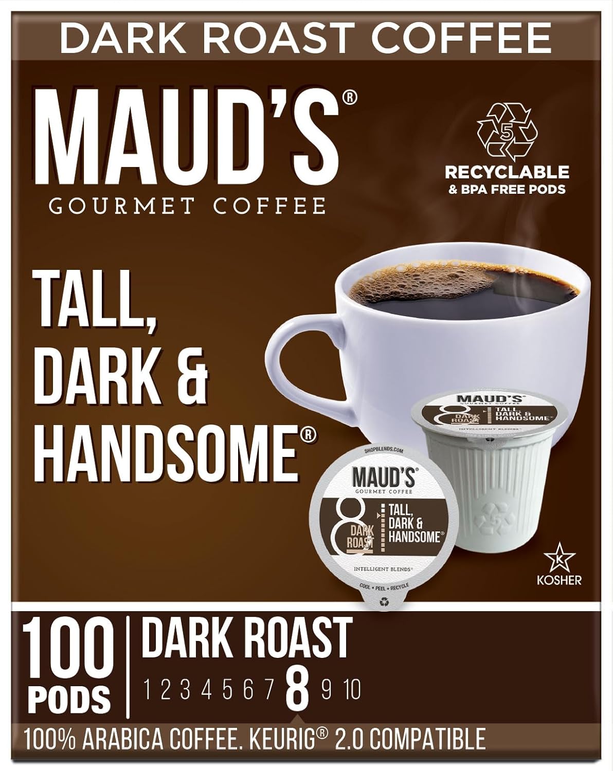 Maud's Dark Roast Coffee Pods - Tall & Handsome Energizing Blend