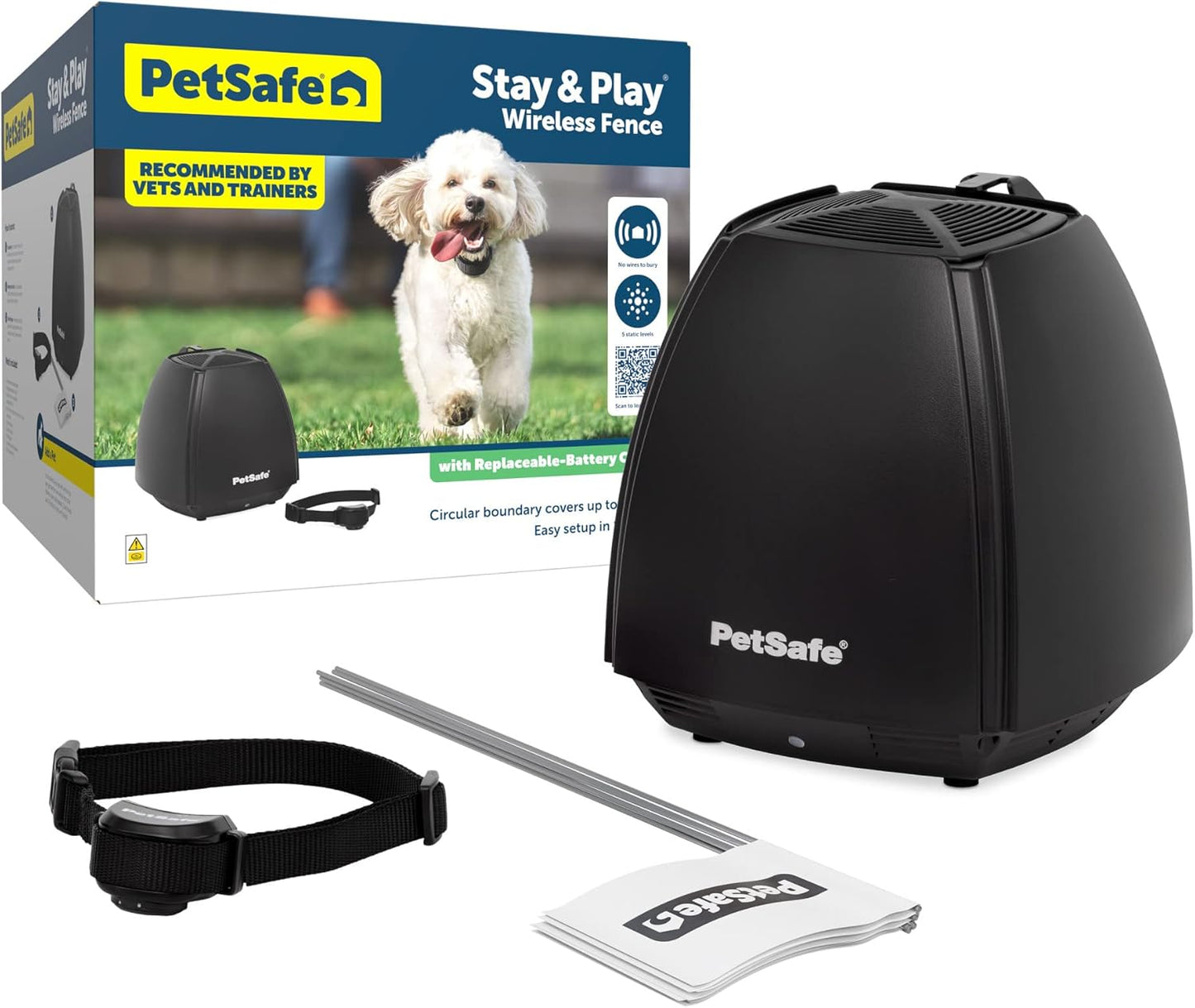 Wireless Pet Fence Secures 3/4 Acre - Replaceable Battery Collar - PetSafe