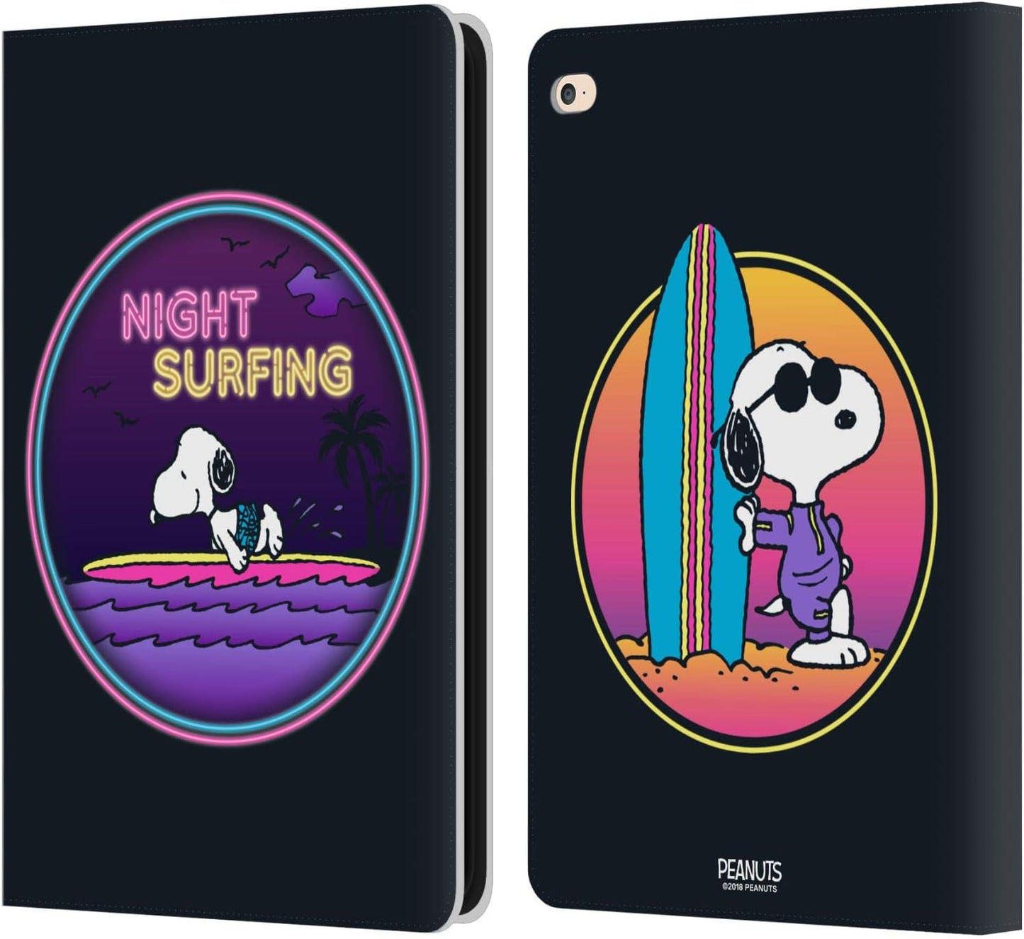 Peanuts Night Surfer Snoopy Aloha Disco Leather Wallet Case