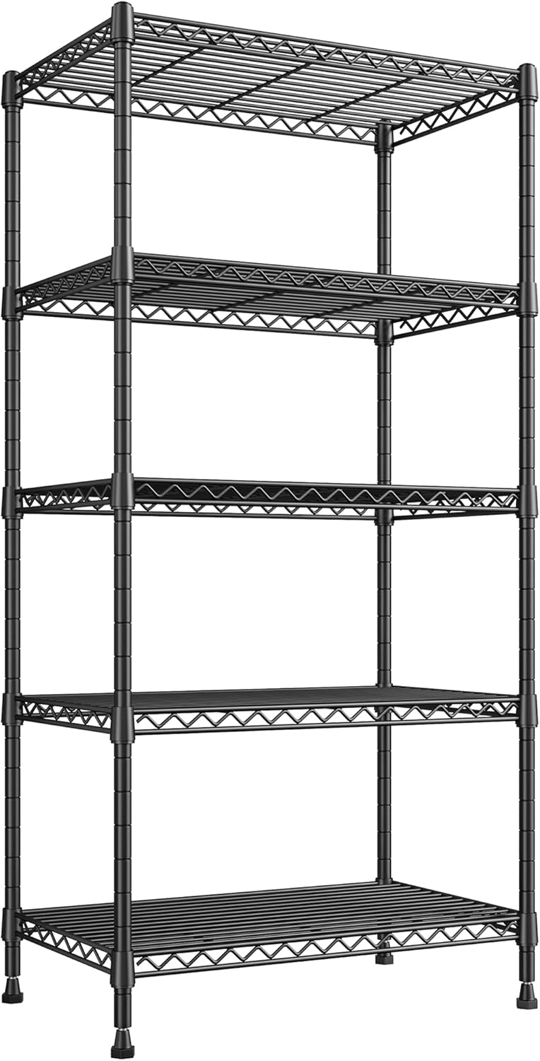 Sturdy 5 Tier Metal Shelving Unit for Kitchen and Laundry Room