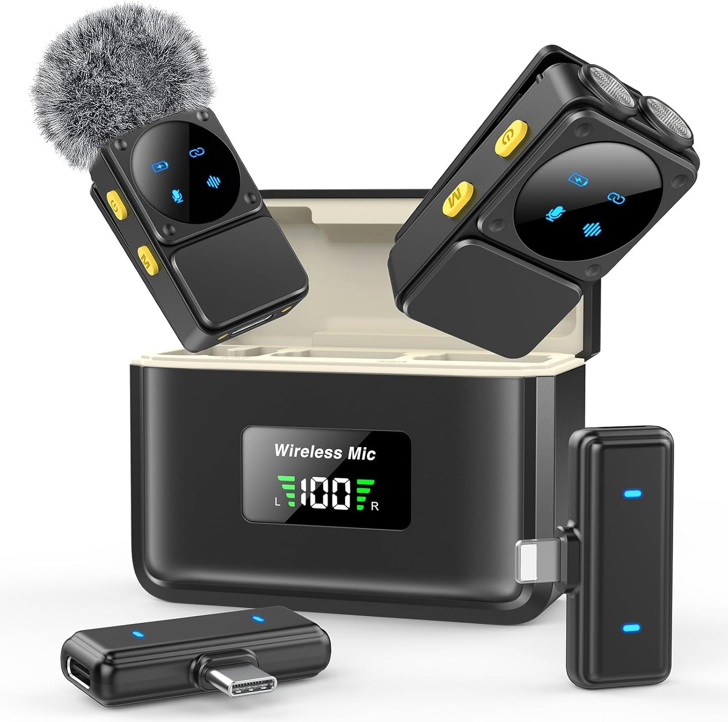 Dual Receivers Mini Microphone for iPhone and Android Devices