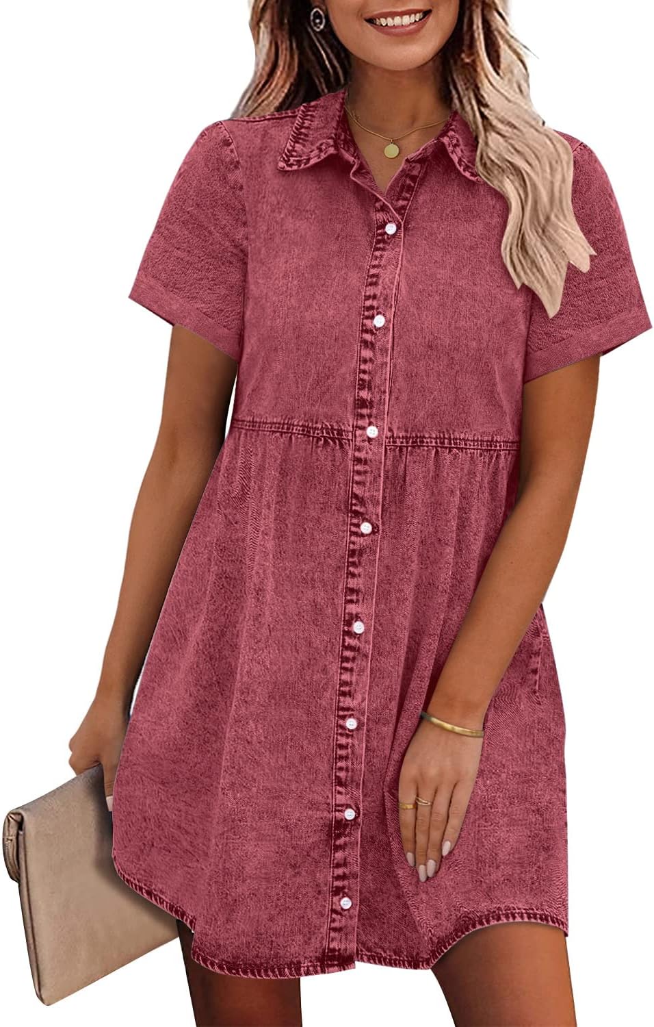 Stylish Denim Dress for Women with Tiered Design and Comfort