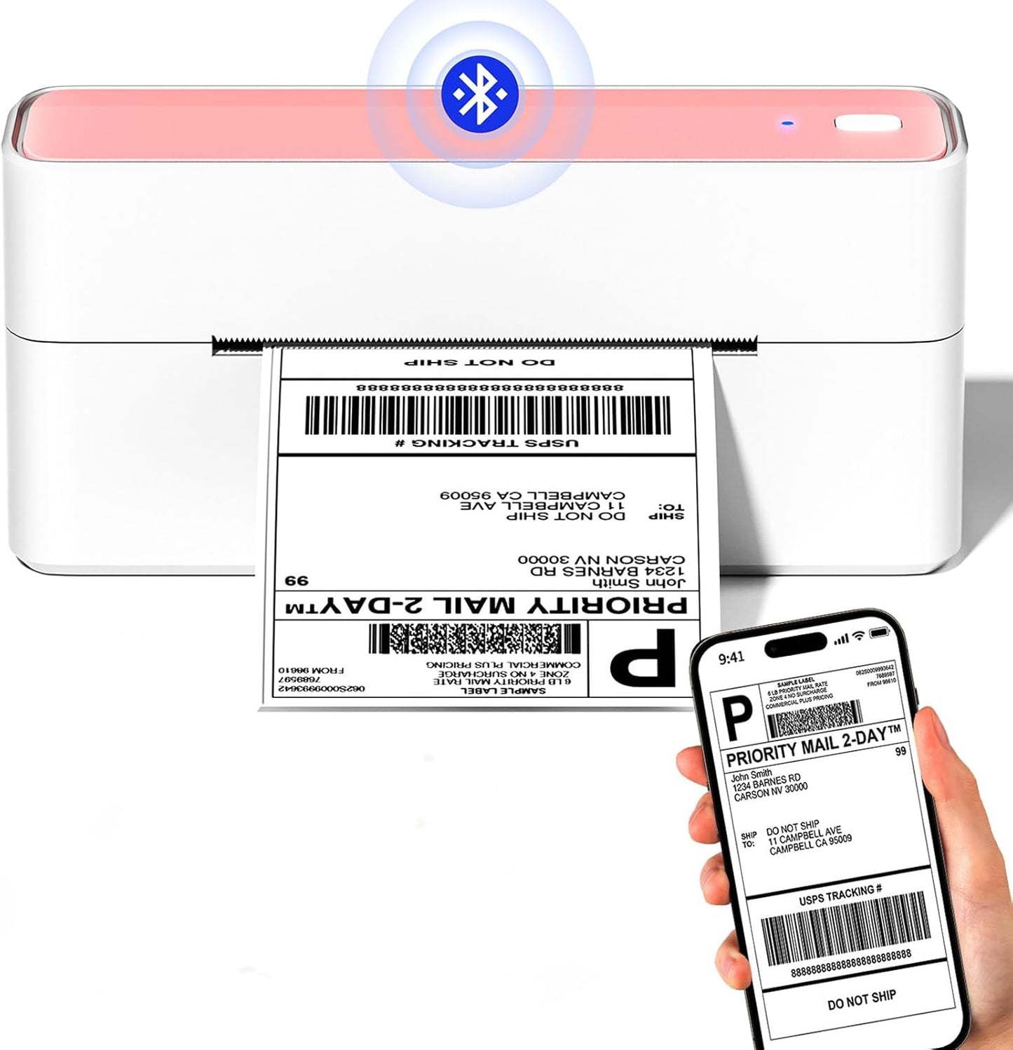 Phomemo 241BT Pink Shipping Label Printer - Print Labels Anywhere!