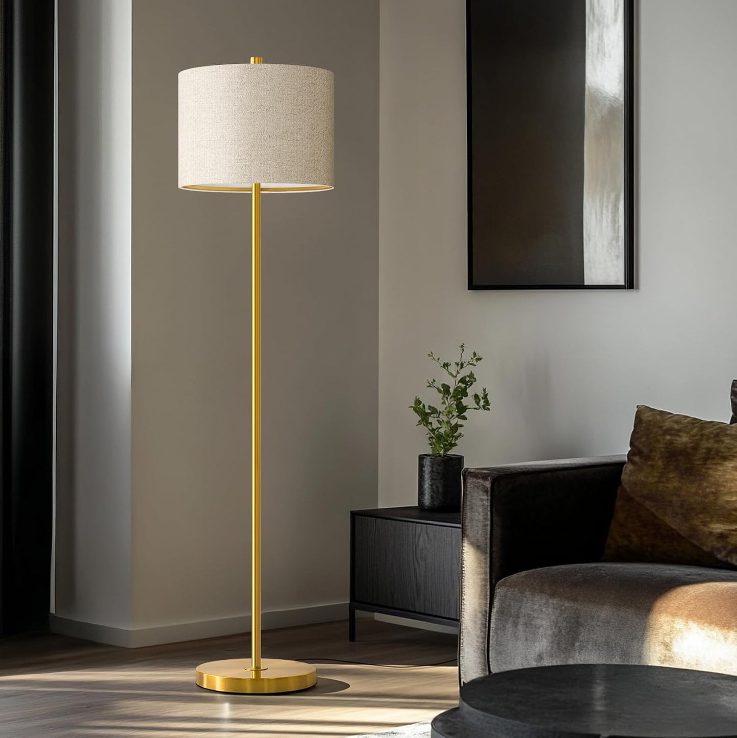 Modern 61in Gold Floor Lamp for Living Room and Bedroom