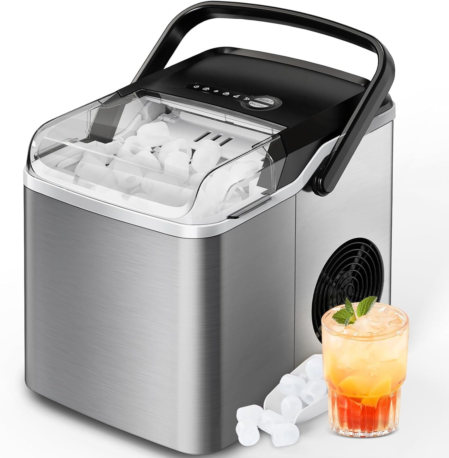 Silonn: Fast Ice Maker, 26lbs Daily, Self-Cleaning, 2 Ice Sizes