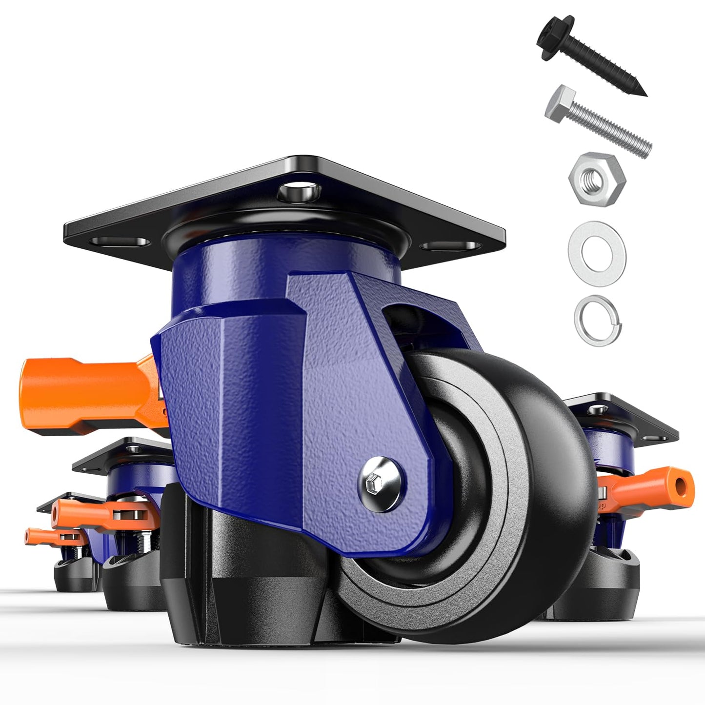 Leveling Casters with Ratchet Handle Design for Heavy Duty Use