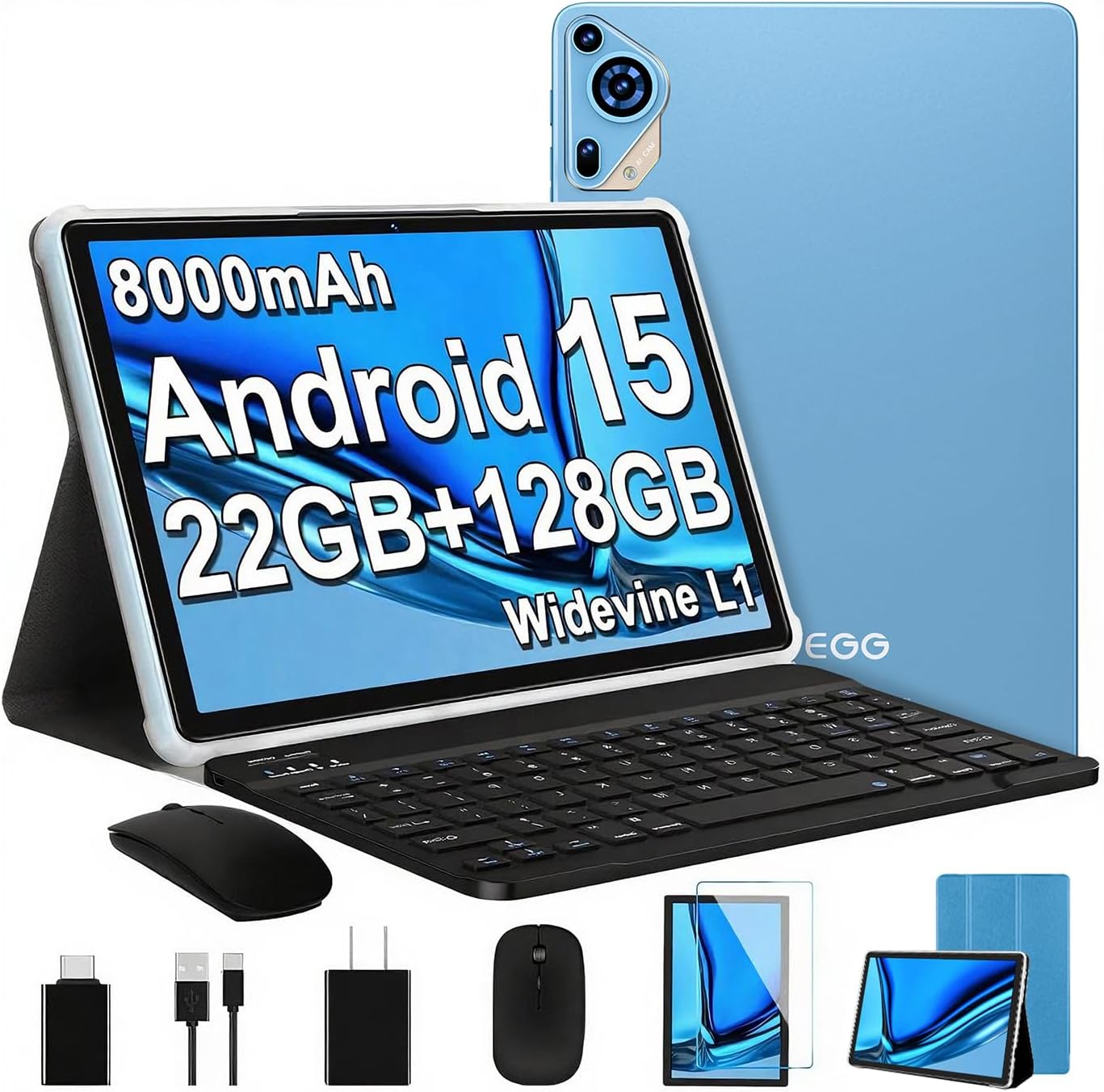2025 Upgraded Android 15 Tablet with Keyboard and Mouse Features