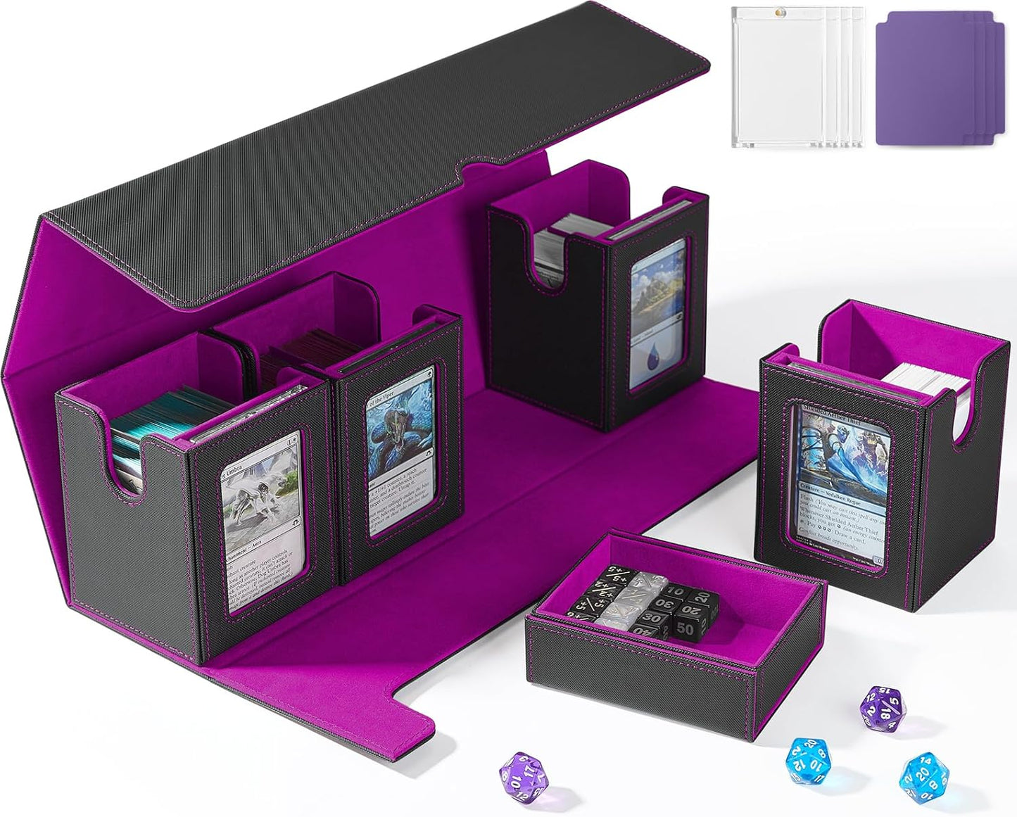 Card Deck Box for MTG with Commander Display and Storage