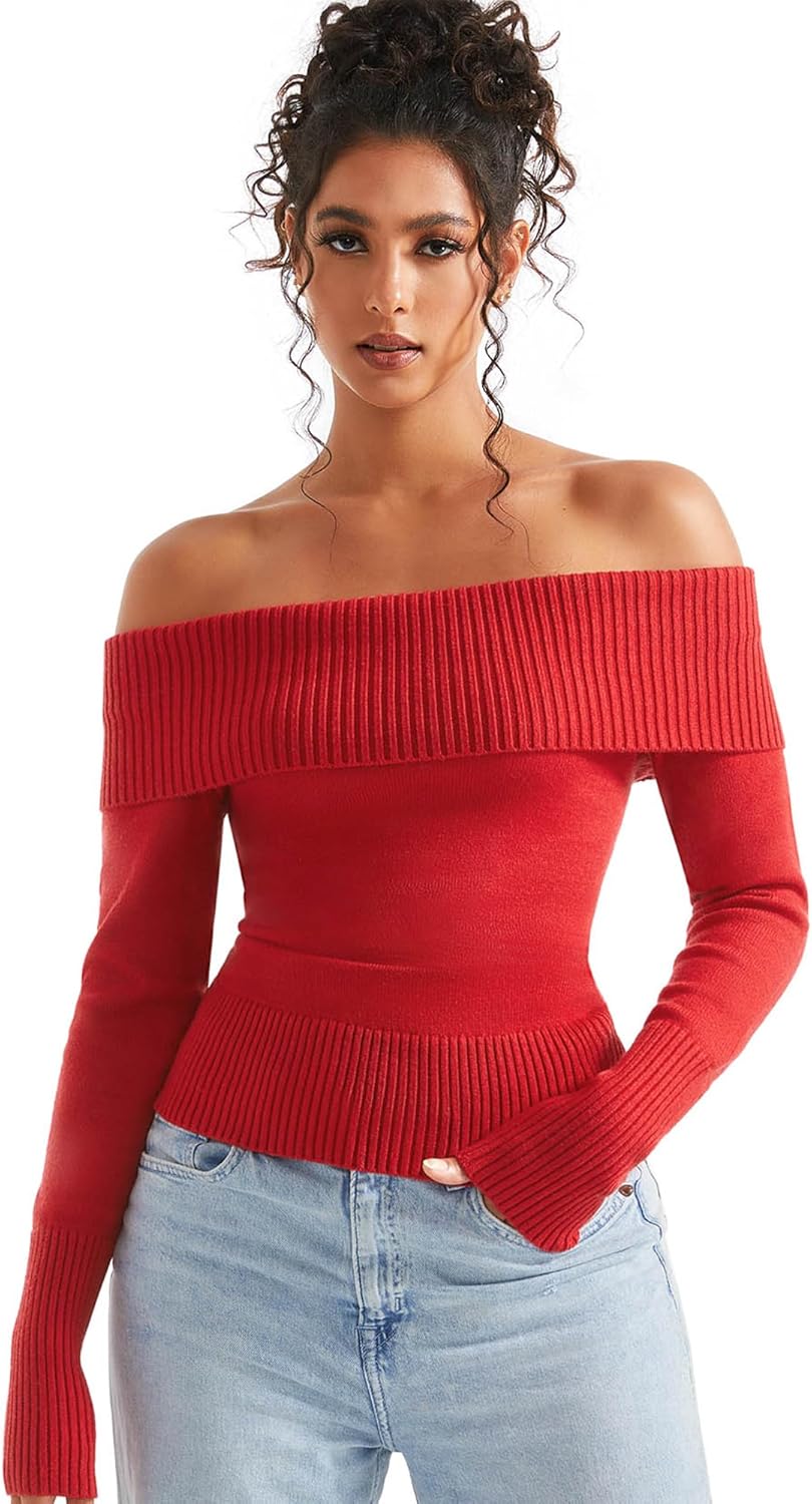 SUUKSESS Women Off Shoulder Sweaters for Trendy Fall Style