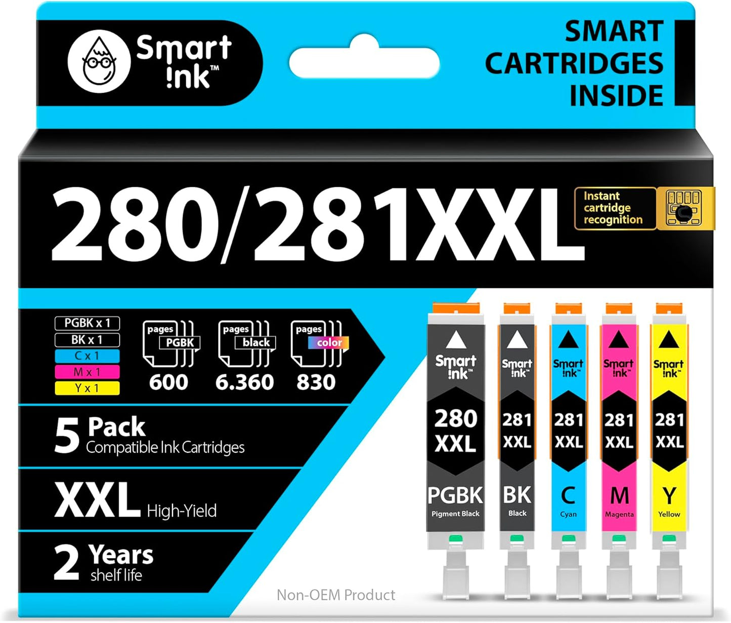 Print Vibrantly with Smart Ink Canon 281/280 Replacement (5 Pack)