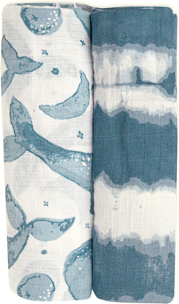 Caspian Ocean 100% Cotton Muslin Swaddle Blanket Set for Babies