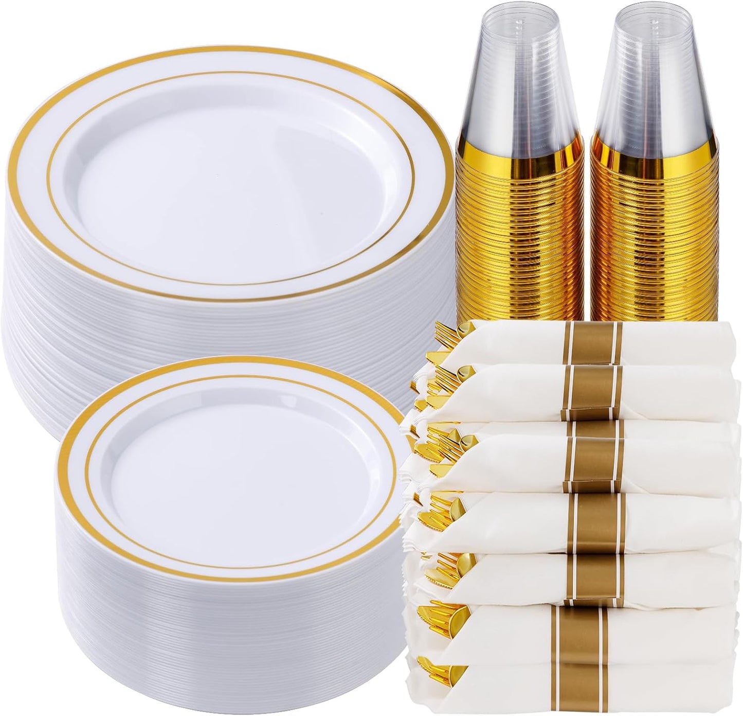 Elegant Gold Dinnerware Set for 50 Guests