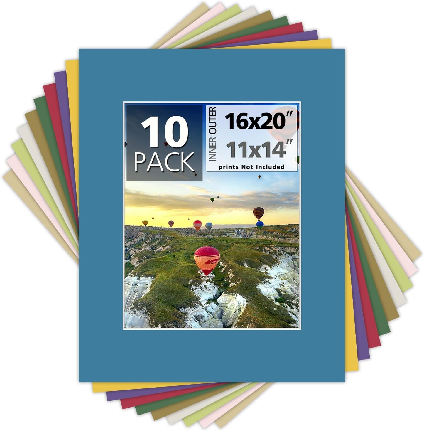 16x20 Mixed Color Picture Mats for 11x14 Photos - Pack of 10
