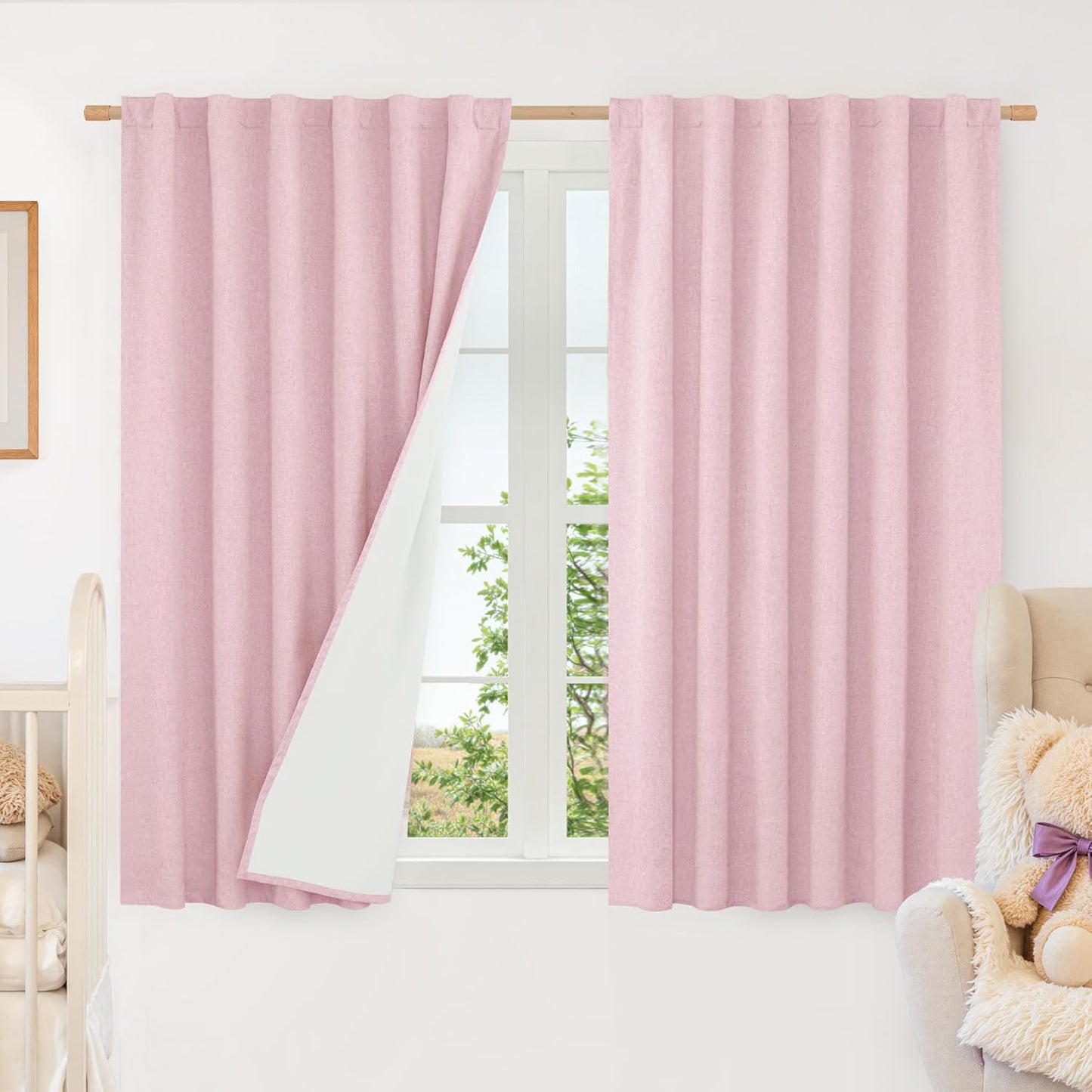 LAMIT Full Blackout Window Curtains for Baby Girl Bedroom