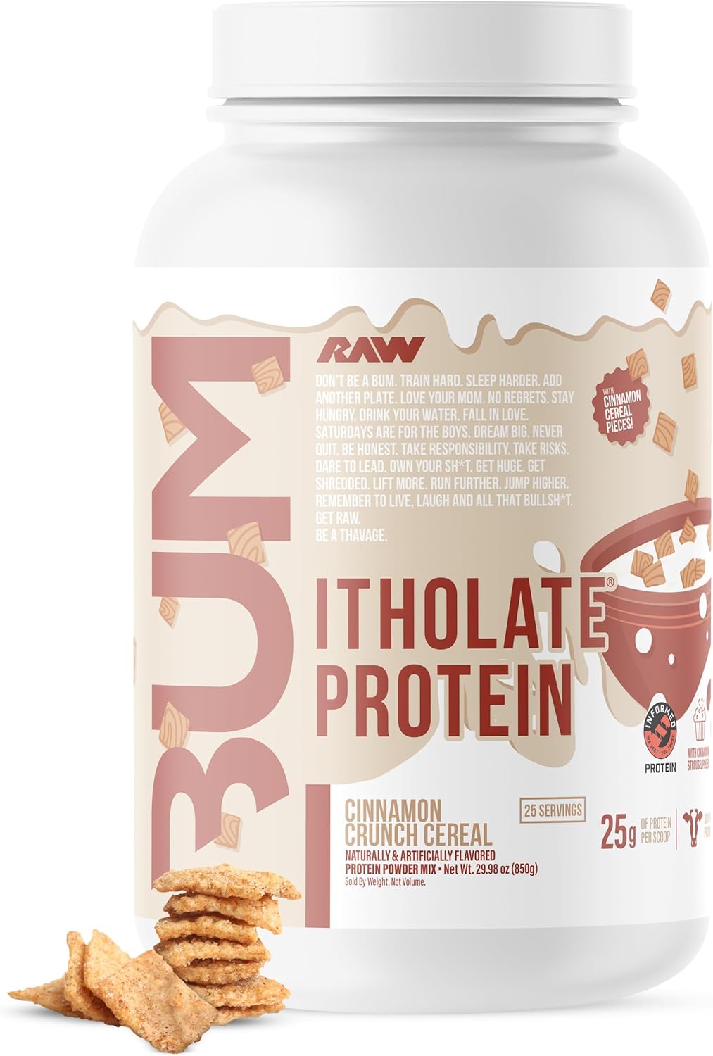 RAW Whey Protein Powder Isolate, Cinnamon Crunch for Muscle Growth