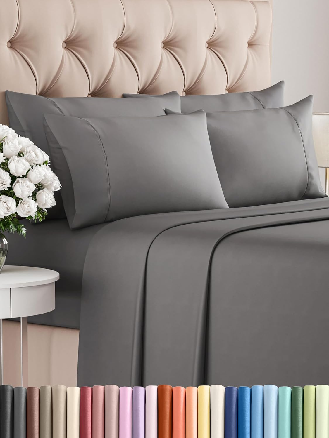 Queen 6 Piece Sheet Set - Ultra Soft Cooling Sheets for Sleepers