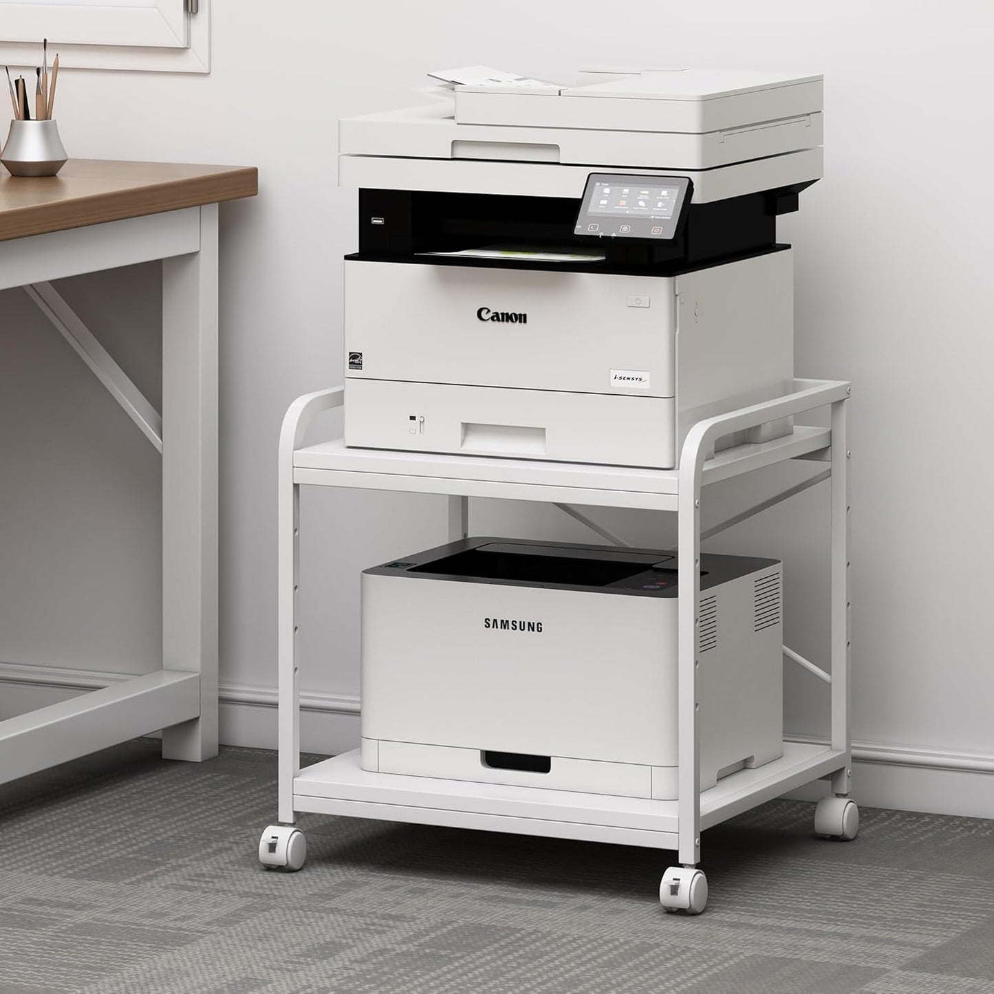 20 Inch Deep Large Printer Stand for Home Office Storage Needs