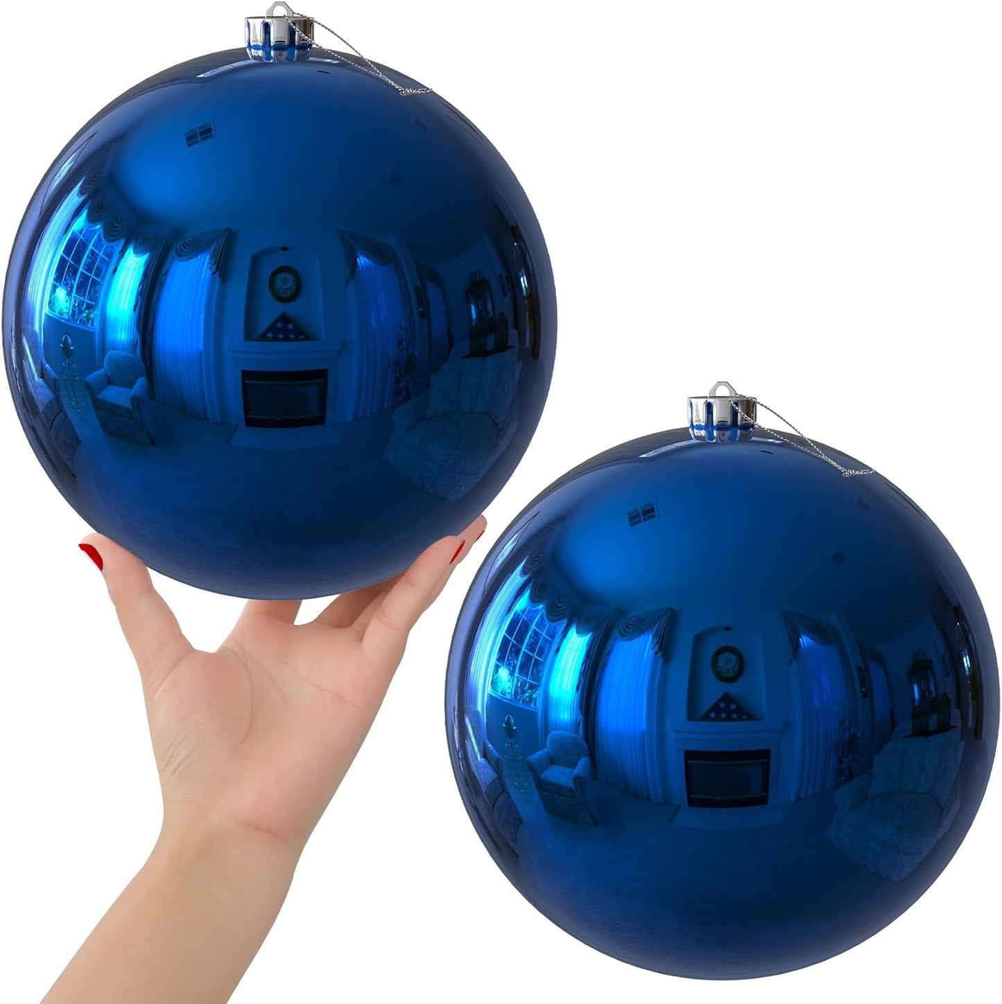 Royal Blue 8.0 in Shatterproof Christmas Balls Ornaments Set