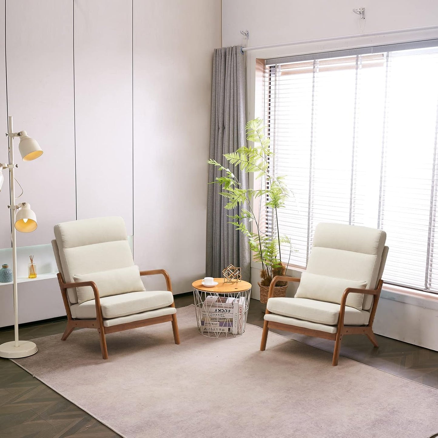 Set of 2 Beige Accent Chairs by Bonnlo: Stylish Lounge Duo