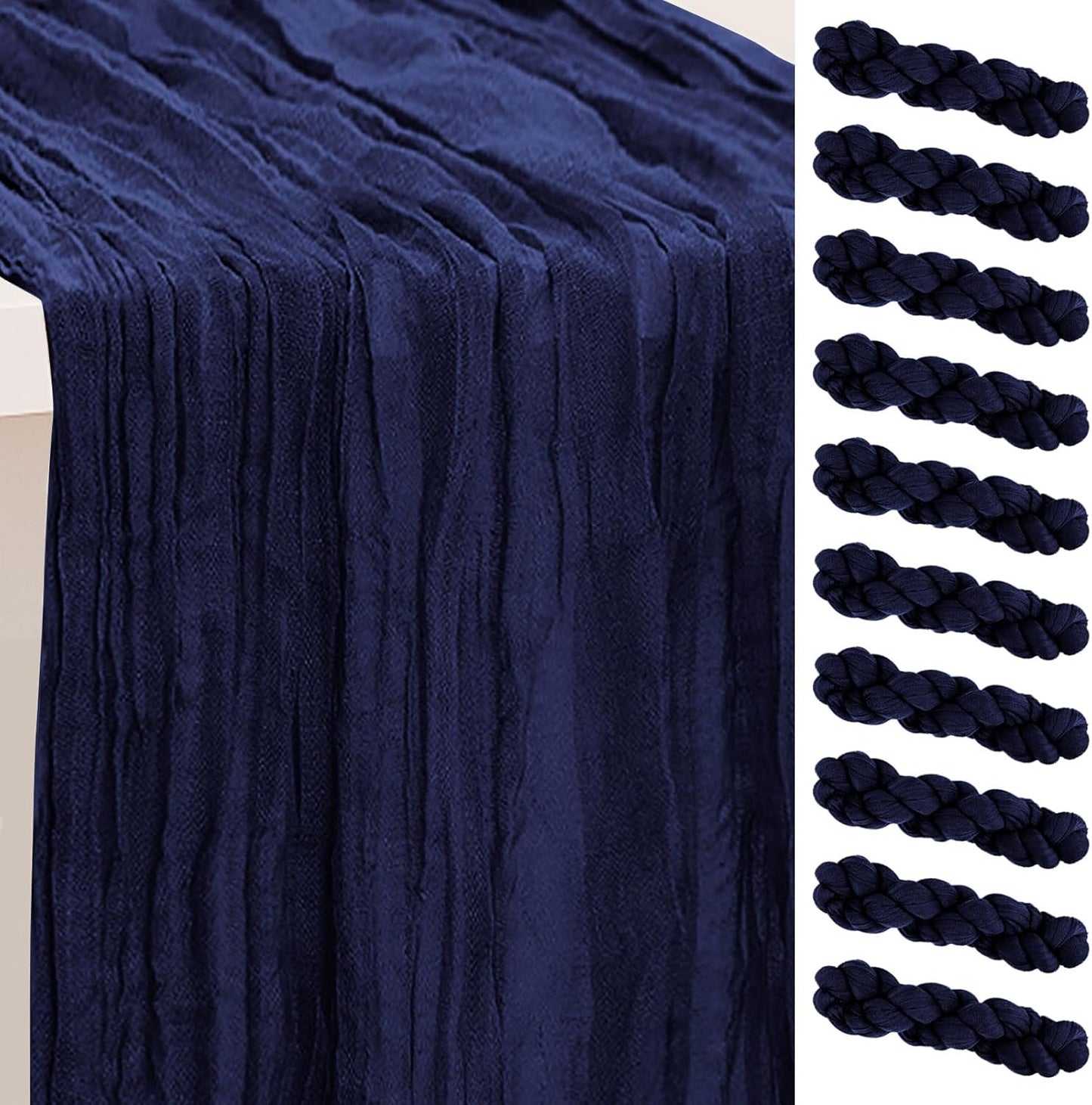 Navy Blue Cheesecloth Table Runner 10 Pack for Elegant Decor