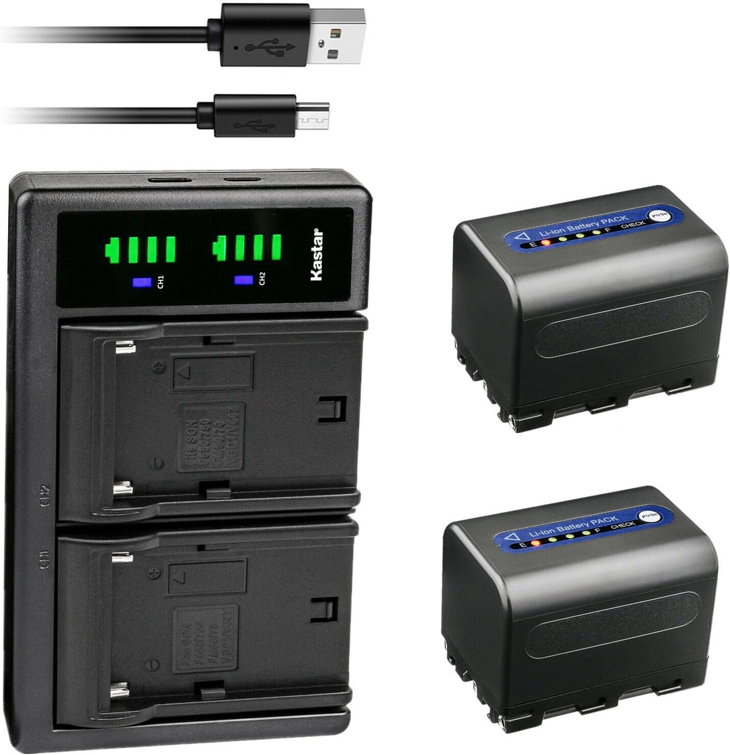 Kastar NP-QM71D Battery 2-Pack with USB Charger for Sony Cameras