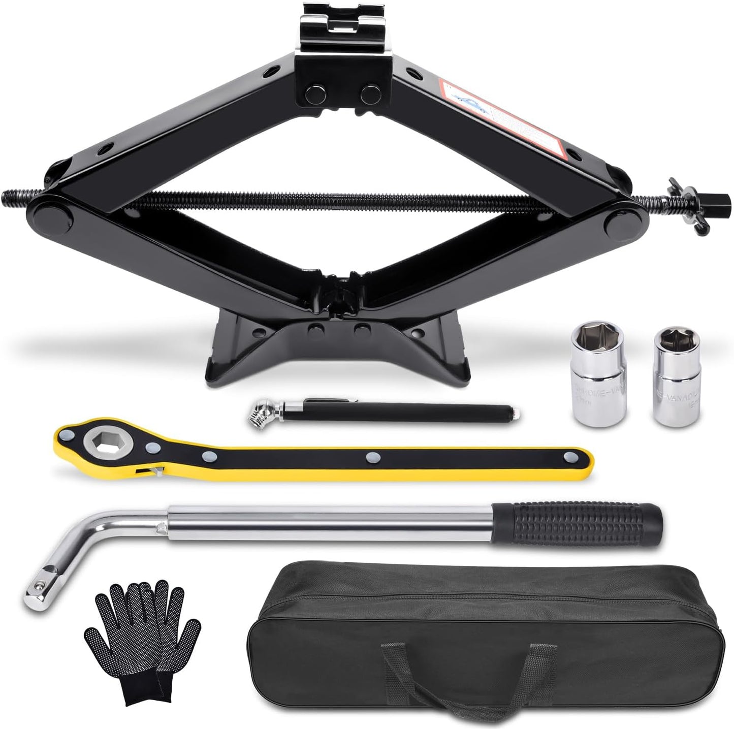 3 Ton Scissor Car Jack Tire Changing Kit for Emergency Use