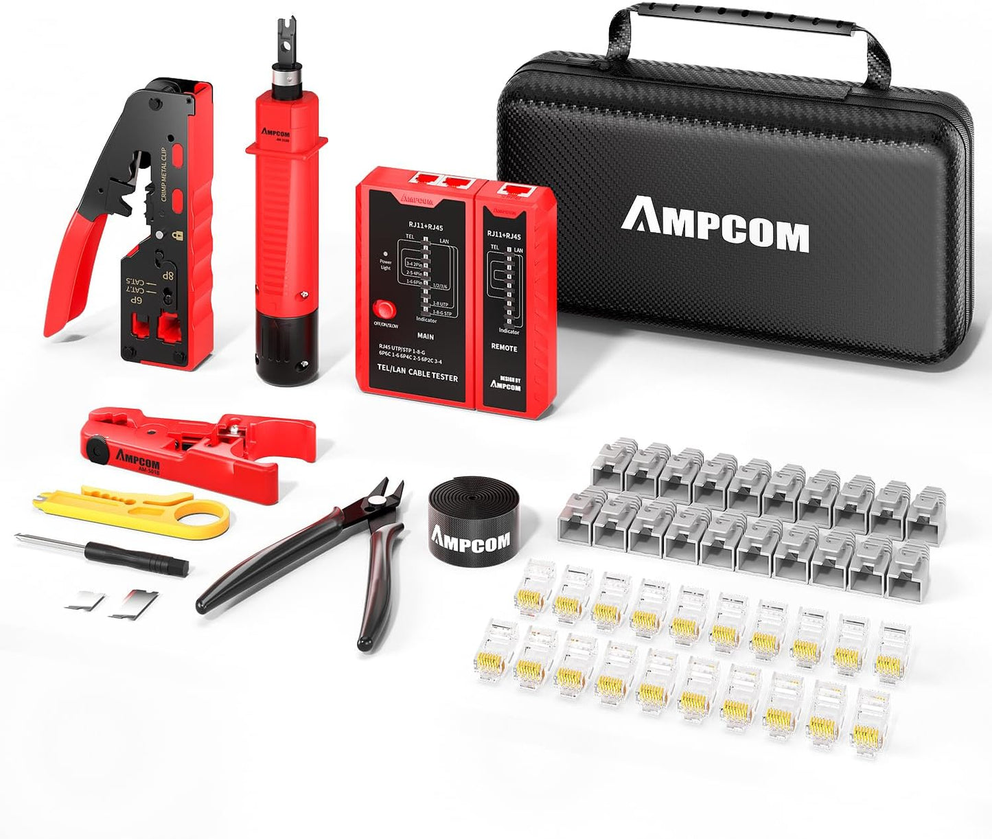 Ethernet Crimping Tool Kit for RJ45/RJ11 with Tester & More