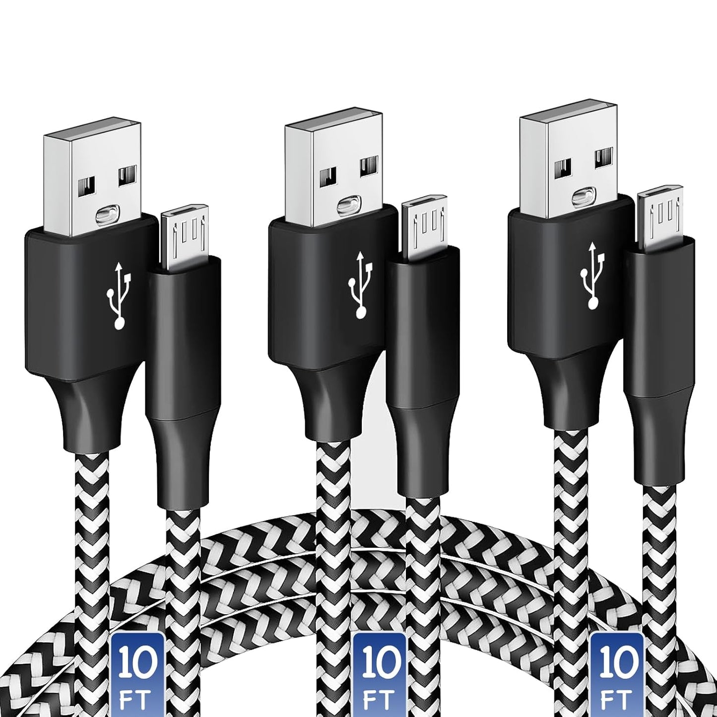 Extra Long Durable Charger Cables 3 Pack - Oillgle