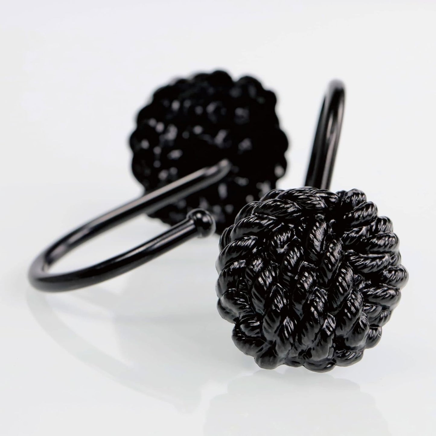 Rust Proof Black Designer Shower Hooks: Set of 12