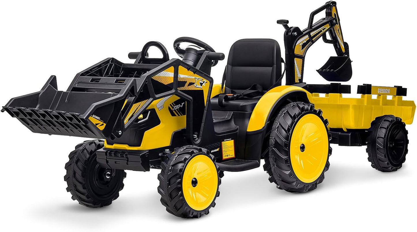 3 in 1 Ride on Tractor, Excavator & Bulldozer for Kids Fun