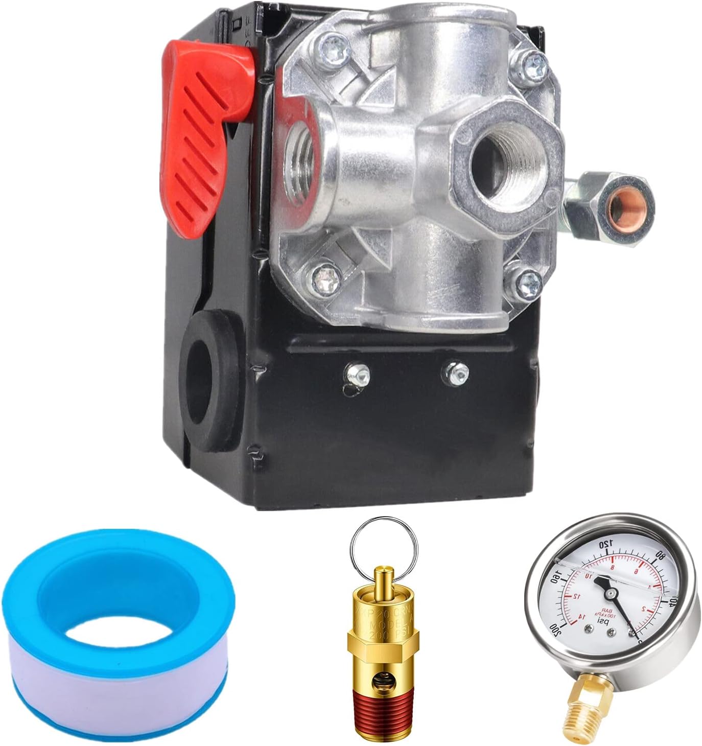 Yuncoold Air Compressor Pressure Switch - 175/145 PSI Craftsman Model, 200 PSI Gauge