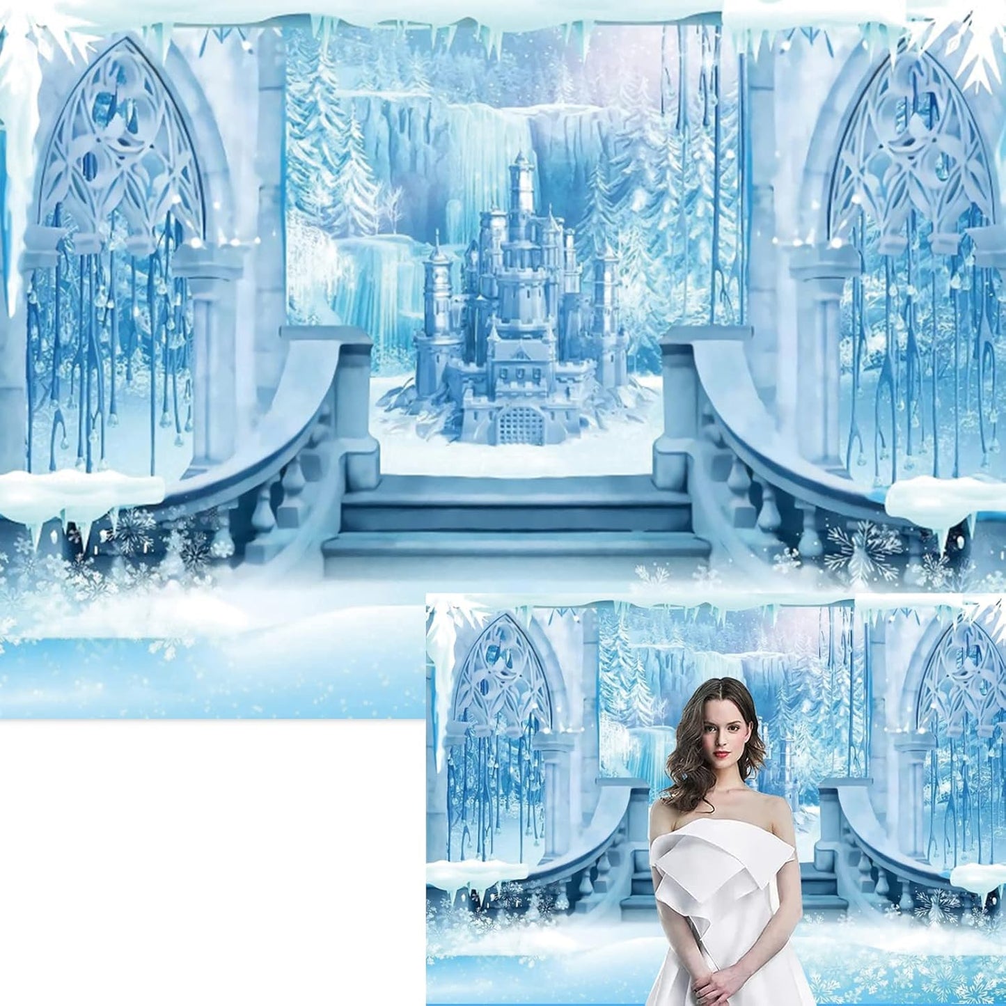 10x8FT Castle Backdrop for Winter Wonderland Photography Fun
