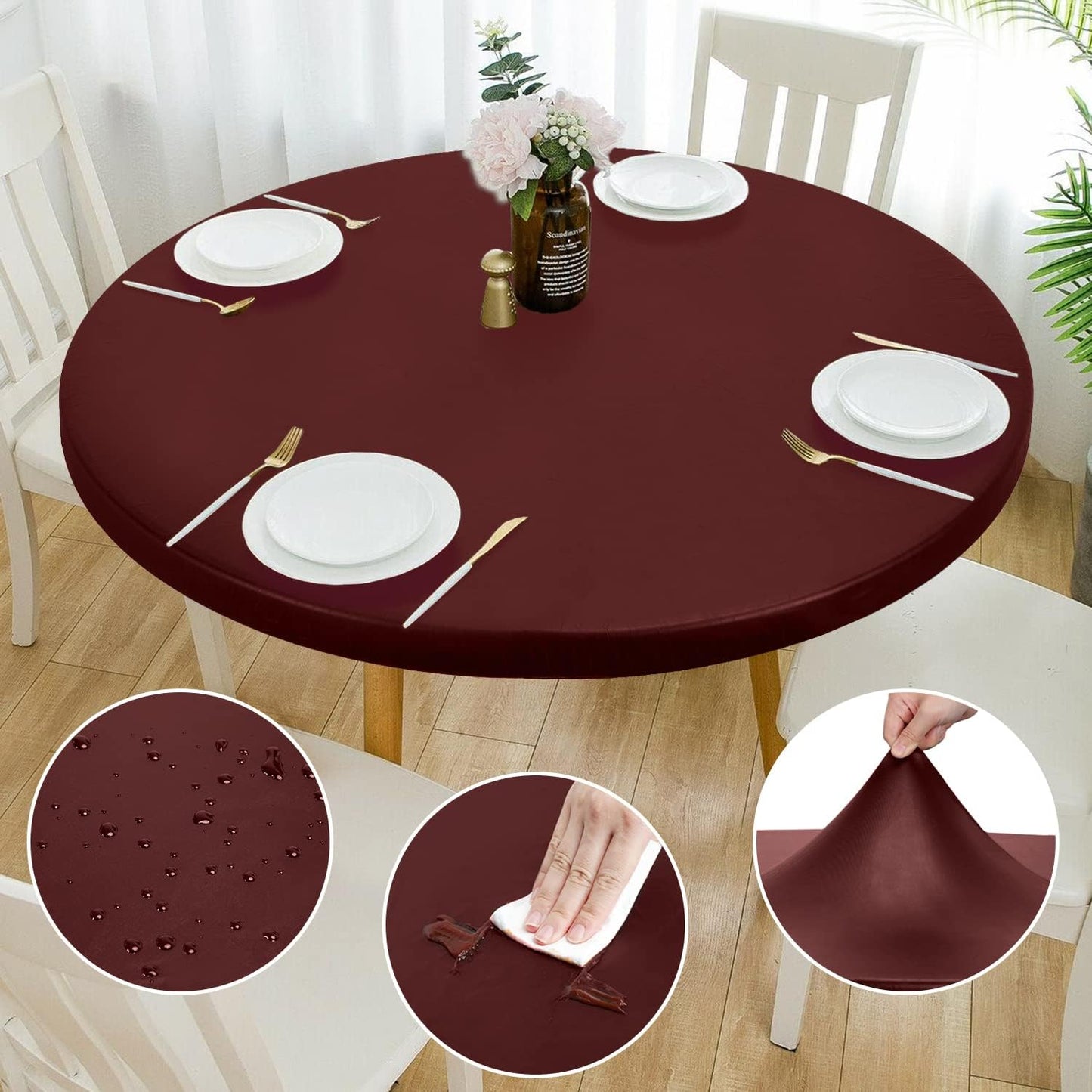 Double Design PU Round Tablecloth for All Occasions and Uses