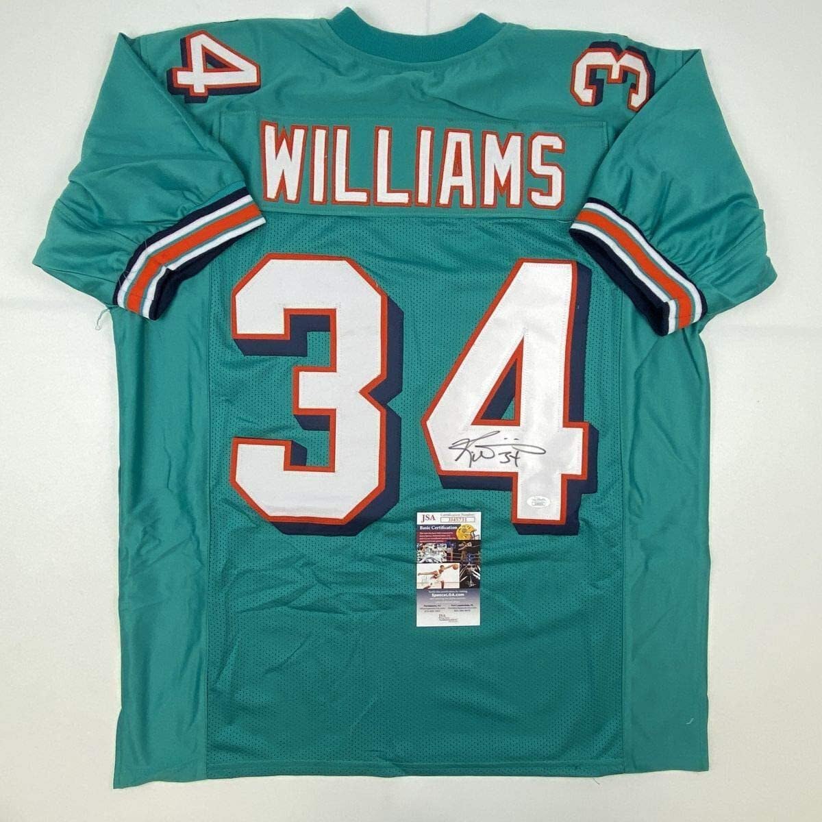 Autographed Ricky Williams Miami Teal Football Jersey with COA