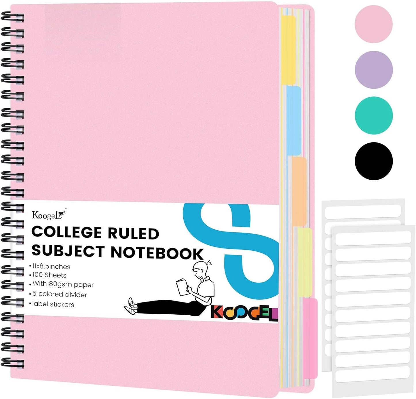 Koogel Large Spiral Notebook - Organized & Stylish!