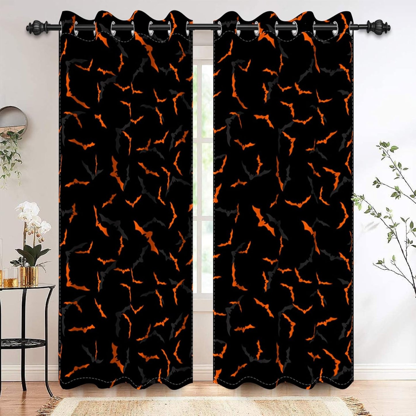 Halloween Blackout Bats Curtains Set - 63x42