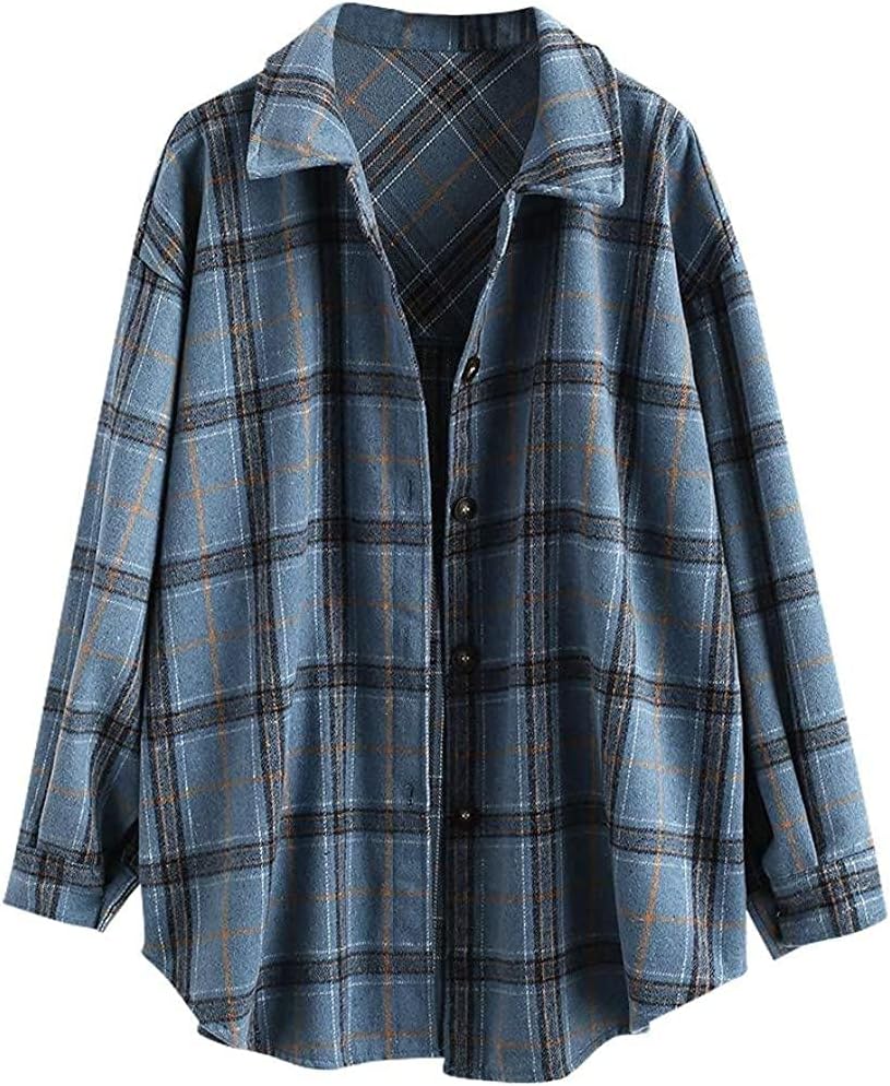 ZAFUL Women's Plaid Long Sleeve Shirt for Casual Style
