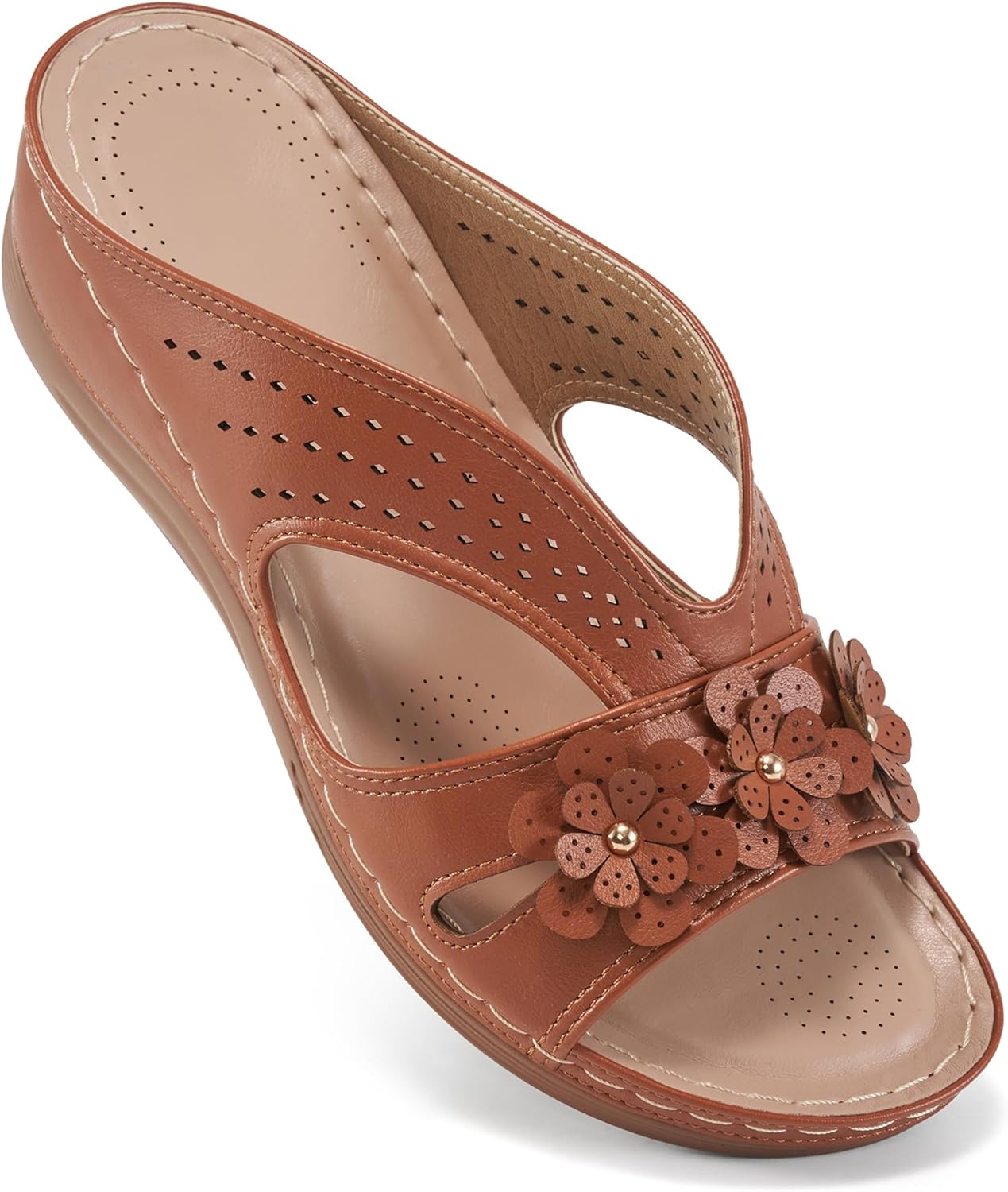 Ecetana Sandals for Women: Comfortable Wedge Slip On Shoes