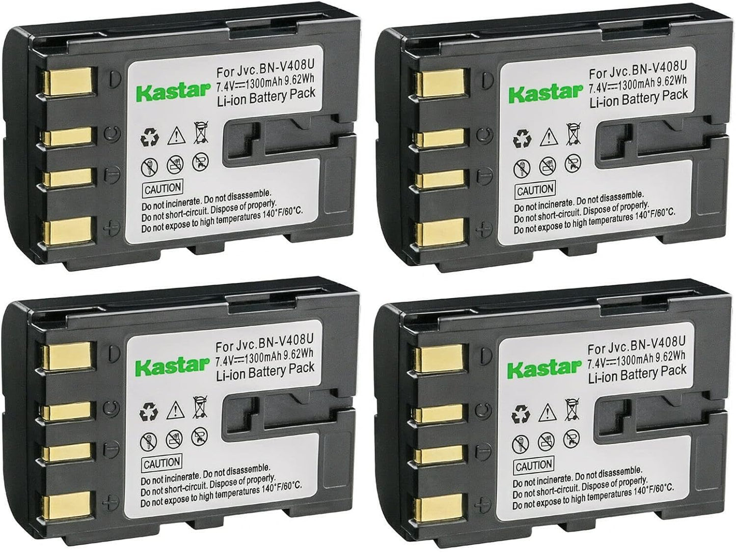Kastar BN-V408 Battery 4-Pack for JVC Cameras - High Capacity