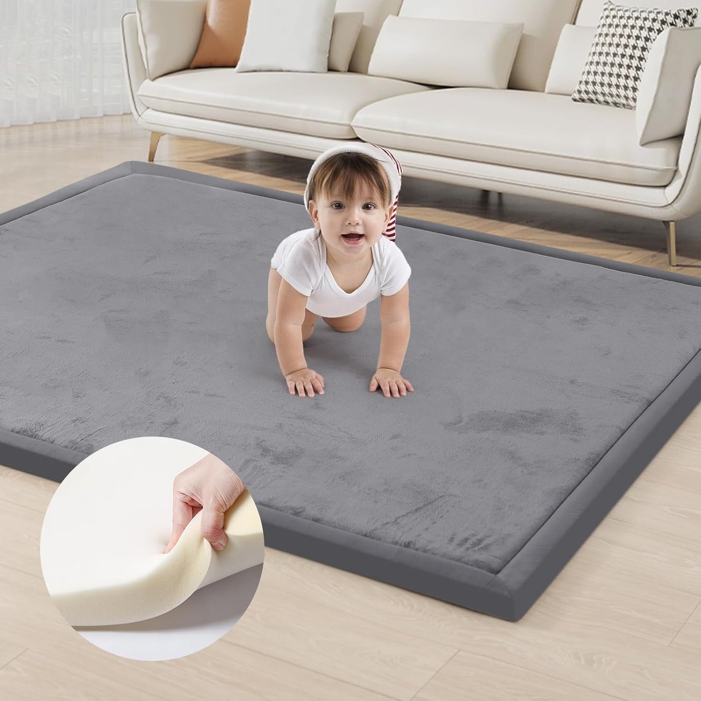 Soft Memory Foam Baby Play Mat - Non-Slip Bottom