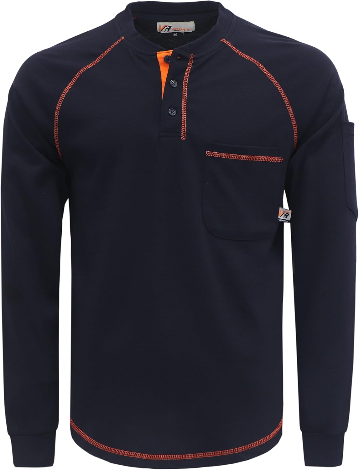 VATRENUS Flame Resistant Long Sleeve Henley Shirts for Safety
