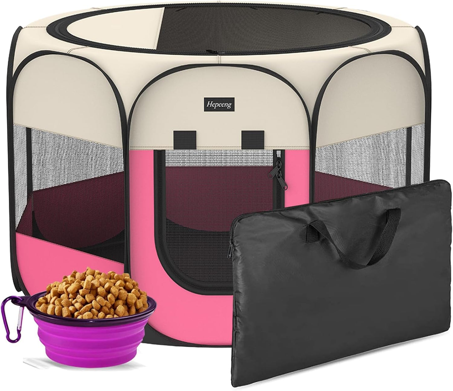 Portable Pet Playpen with Shade Cover for Indoor and Outdoor Use