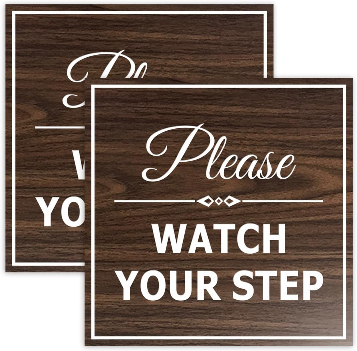 Square Classy Please Watch Your Step Sign - 10 Pack Safety Signs