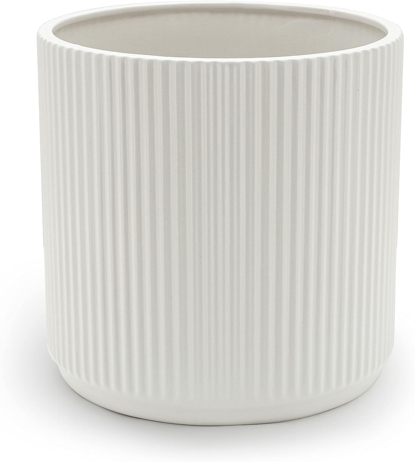 Fluted Ceramic Round Planter for Indoor and Outdoor Use